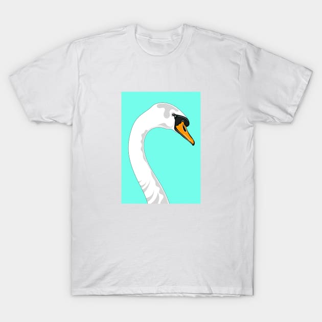 Green Swan Portrait T-Shirt by AdamRegester